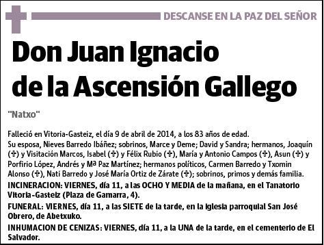 DE LA ASCENSION GALLEGO,JUAN IGNACIO
