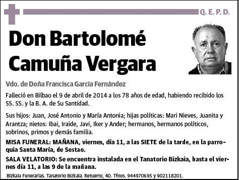 CAMUÑA VERGARA,BARTOLOME