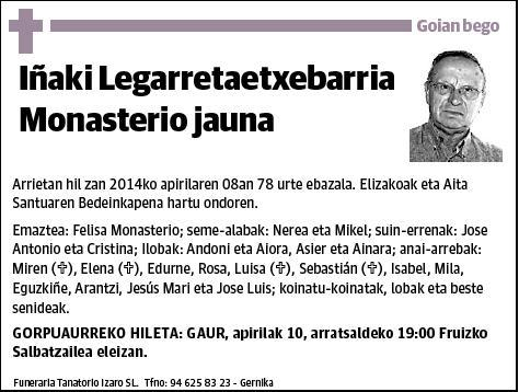 LEGARRETAETXEBARRIA MONASTERIO,IÑAKI