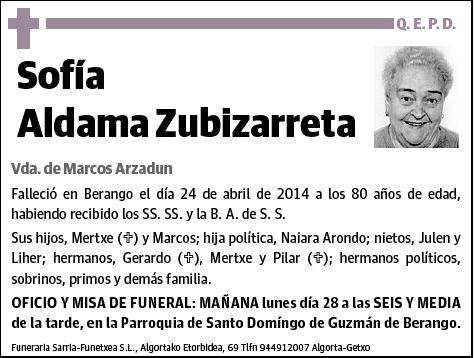 ALDAMA ZUBIZARRETA,SOFIA