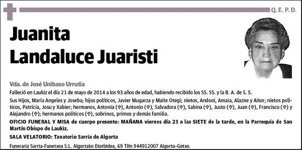 LANDALUCE JAURISTI,JUANITA