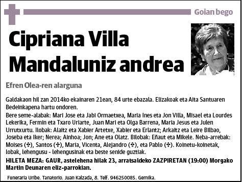 VILLA MANDALUNIZ,CIPRIANA