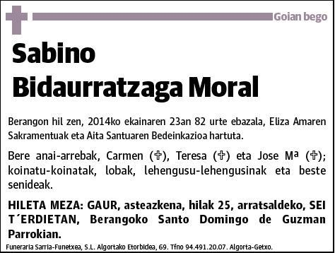 BIDAURRATZAGA MORAL,SABINO