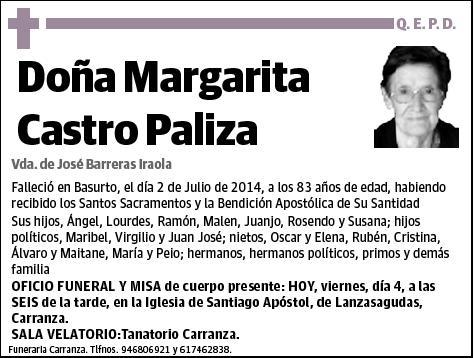 CASTRO PALIZA,MARGARITA