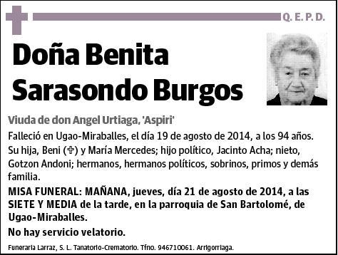 SARASONDO BURGOS,BENITA
