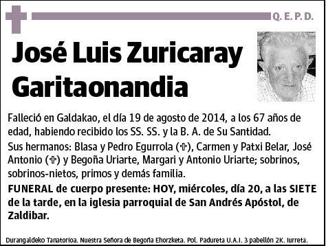 ZURICARAY GARITAONANDIA,JOSE LUIS