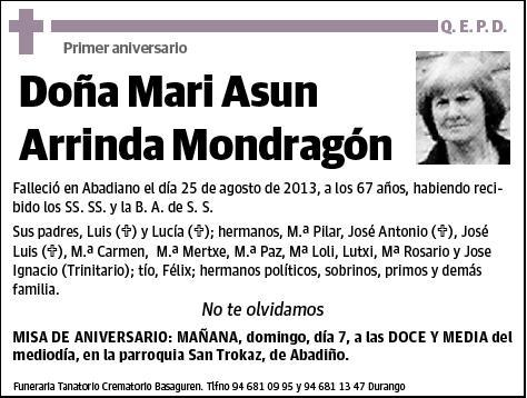 ARRINDA MONDRAGON,MARI ASUN