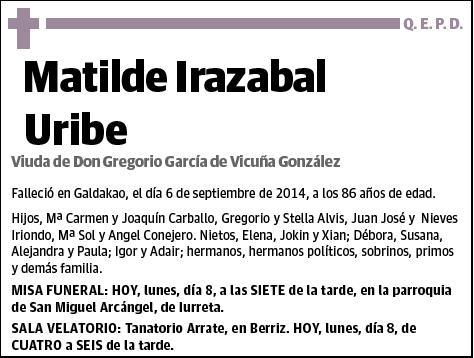 IRAZABAL URIBE,MATILDE