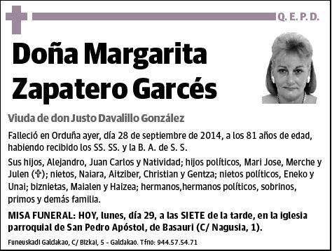 ZAPATERO GARCES,MARGARITA