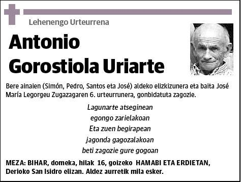 GOROSTIOLA URIARTE,ANTONIO