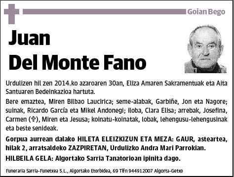 DEL MONTE FANO,JUAN