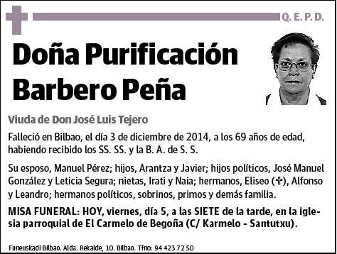 BARBERO PEÑA,PURIFICACION