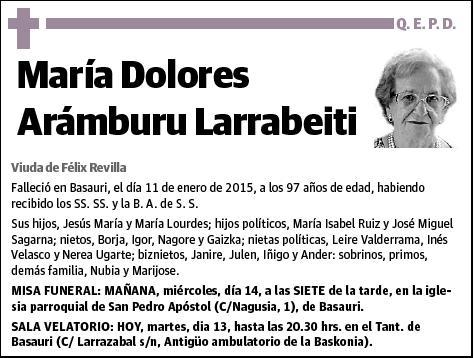 ARAMBURU LARRABEITI,MARIA DOLORES