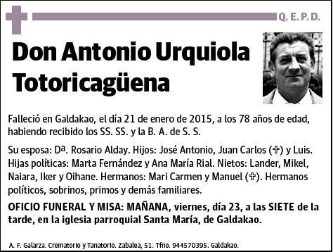 URQUIOLA TOTORICAGÜENA,ANTONIO