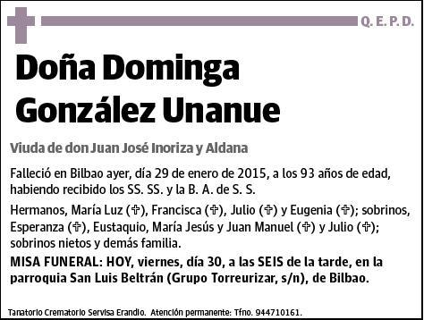 GONZALEZ UNANUE,DOMINGA