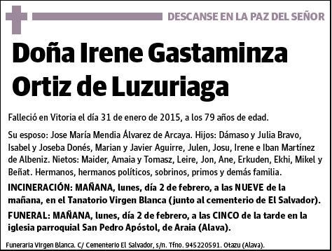 GASTAMINZA ORTIZ DE LUZURIAGA,IRENE
