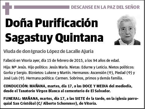SAGASTUY QUINTANA,PURIFICACION