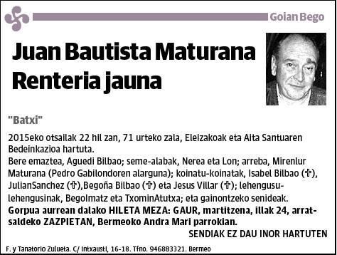 MATURANA RENTERIA,JUAN BAUTISTA