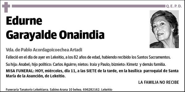 GARAYALDE ONAINDIA,EDURNE