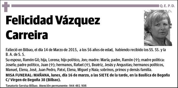 VAZQUEZ CARREIRA,FELICIDAD