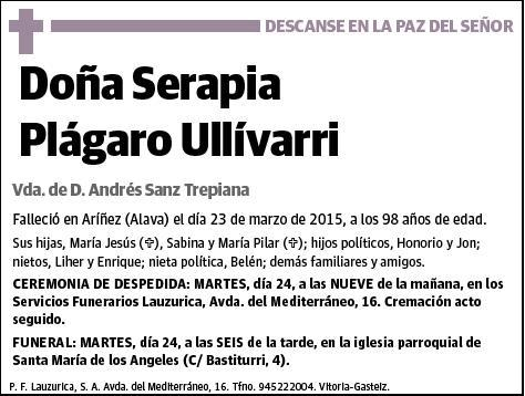 PLAGARO ULLIVARRI,SERAPIA
