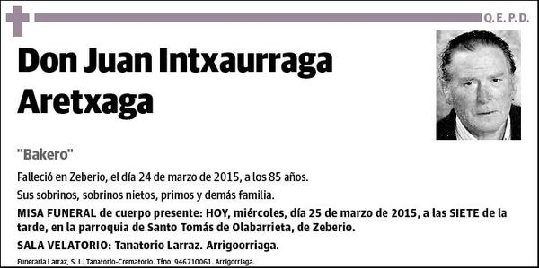 INTXAURRAGA ARETXAGA,JUAN
