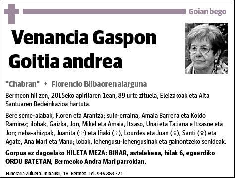 GASPON GOITIA,VENANCIA