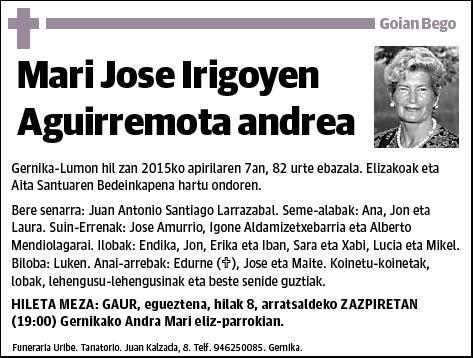 IRIGOYEN AGUIRREMOTA,MARI JOSE