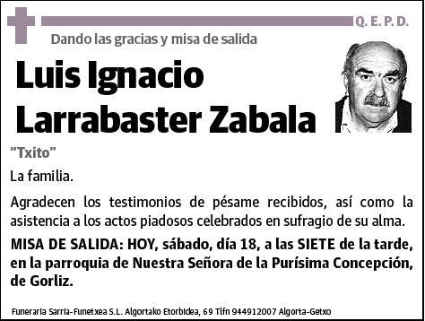LARRABASTER ZABALA,LUIS IGNACIO