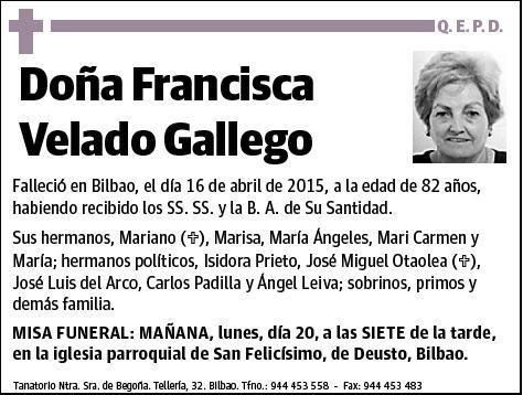 VELADO GALLEGO,FRANCISCA