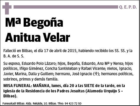 ANITUA VELAR,Mª BEGOÑA