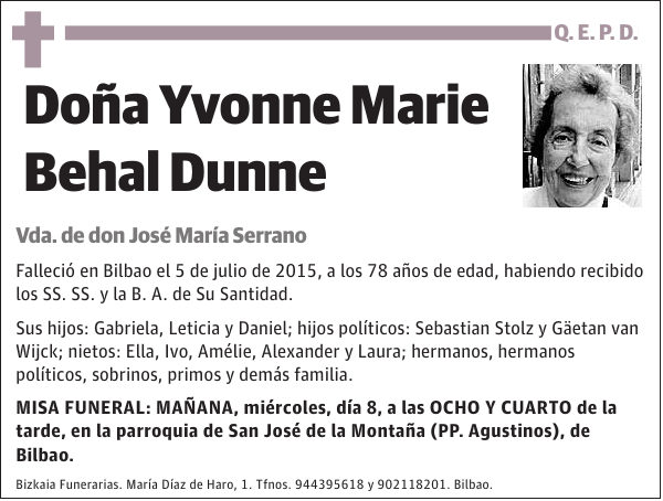 Yvonne Marie Behal Dunne