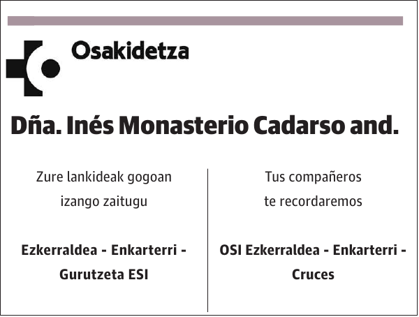 Dña. Inés Monasterio Cadarso and.