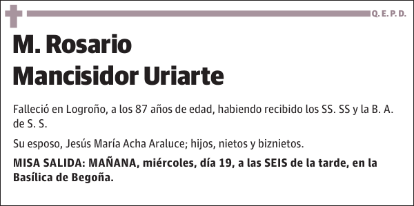 M. Rosario Mancisidor Uriarte