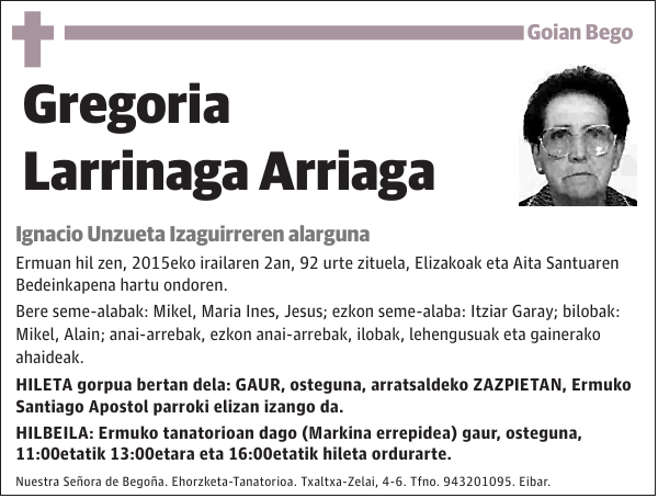 Gregoria Larrinaga Arriaga