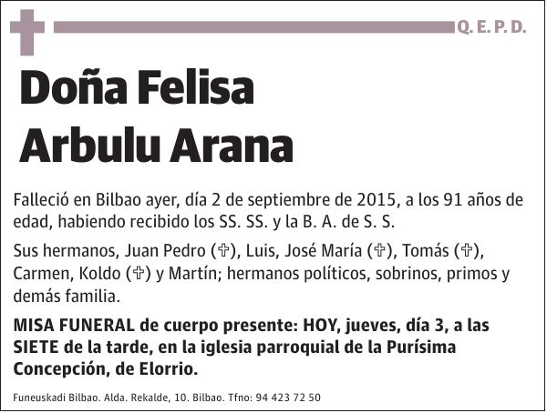 Felisa Arbulu Arana