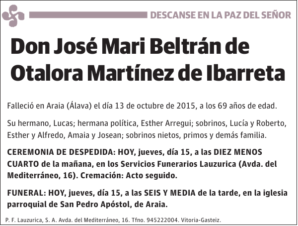 José Mari Beltrán de Otalora Martínez de Ibarreta