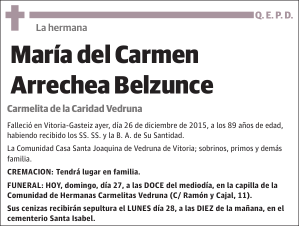 MarÃ­a del Carmen Arrechea Belzunce