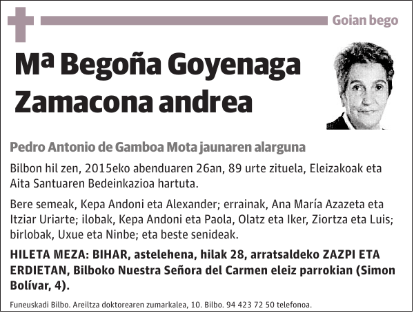 MÂª BegoÃ±a Goyenaga Zamacona