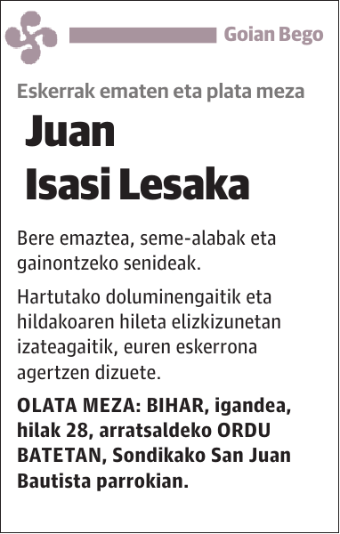 Juan Isasi Lesaka