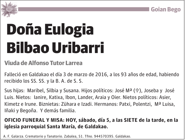 Eulogia Bilbao Uribarri