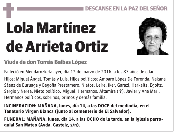 Lola Martínez de Arrieta Ortiz