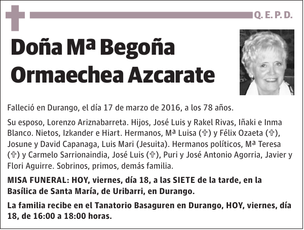 Mª Begoña Ormaechea Azcarate