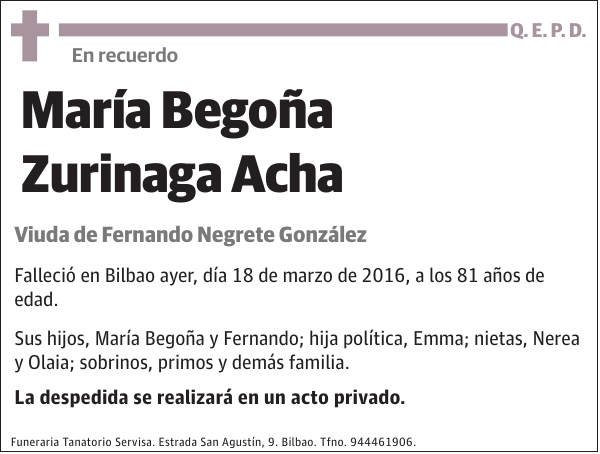María Begoña Zurinaga Acha
