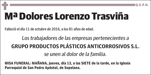 Mª Dolores Lorenzo Trasviña