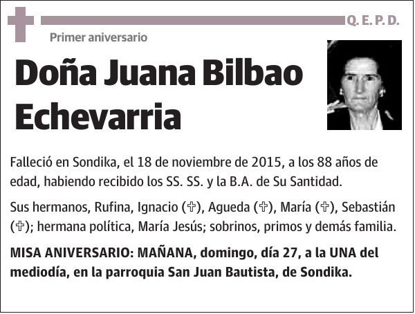 Juana Bilbao Echevarria