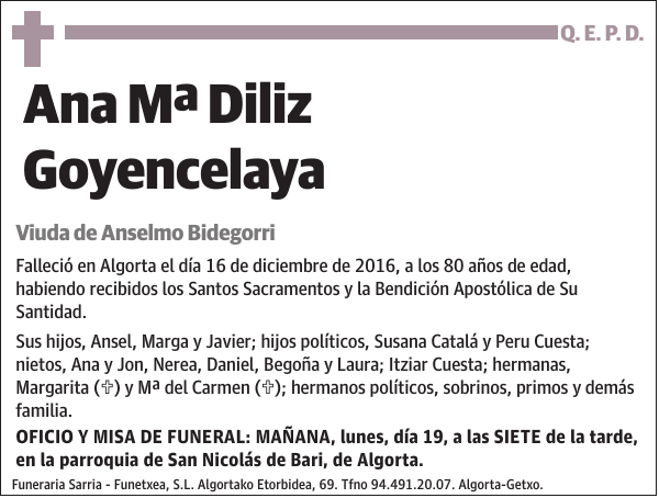 Ana Mª Diliz Goyencelaya
