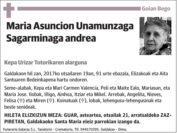 Maria Asuncion Unamunzaga Sagarminaga