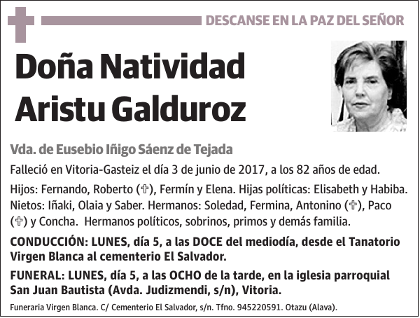 Natividad Aristu Galduroz