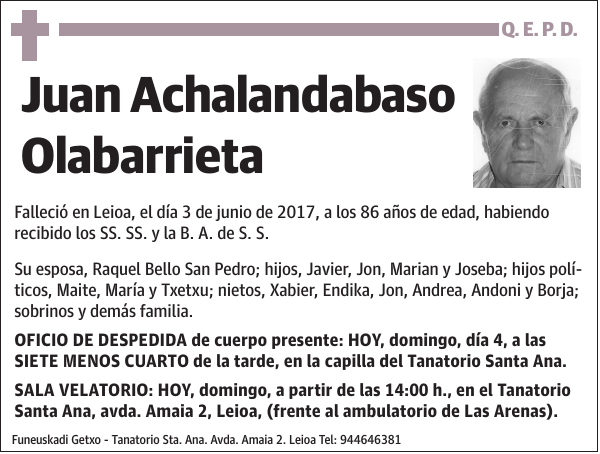 Juan Achalandabaso Olabarrieta
